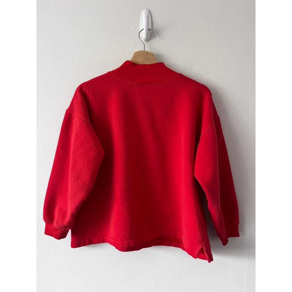 Talbots Vintage Fair Isle Mock Neck 3/4 Sleeve Sweater Red Cotton size medium - Picture 6 of 16